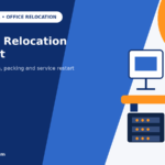 Office IT relocation checklist with computers, network equipment, labelled boxes and backup plan